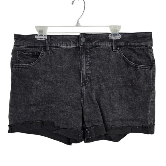 Time and Tru Pants - TIME AND TRU Jean Shorts size 18 BLACK Distressed Denim Goth Grunge Mid Rise